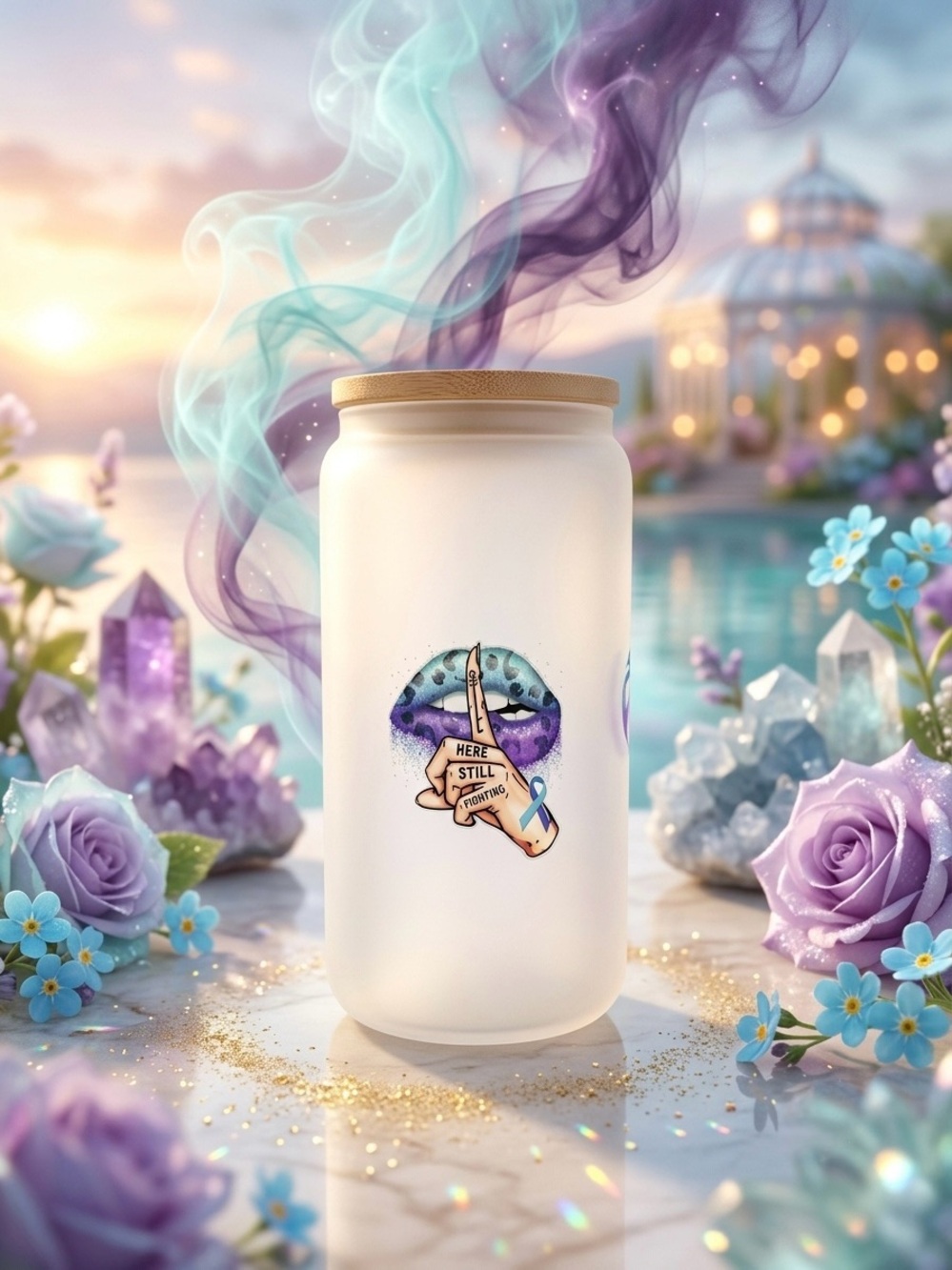 Hand Crafted Mental Health Awareness Frosted Glass Tumbler 16oz